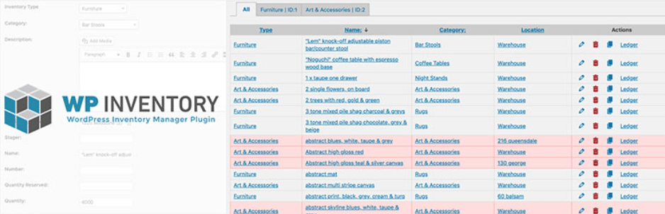 Screen grab from WP Inventory's header