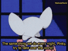 Pinky and the Brain GIF - The same thing we do every night, Pinky, try to take over the world.