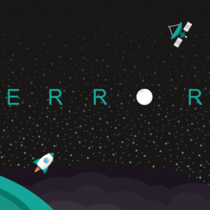 Drawing of outer space with the word Error
